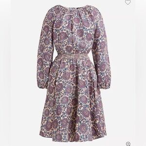 J. Crew Palermo Smocked Waist Mini Dress in Floral Bouquet Linen Size S Preppy